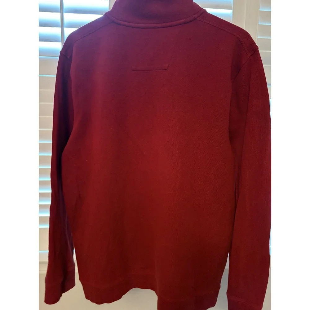 Nautica Mens Quarter Zip Pullover Sweater Burgundy Red Mock Neck Logo Size XL